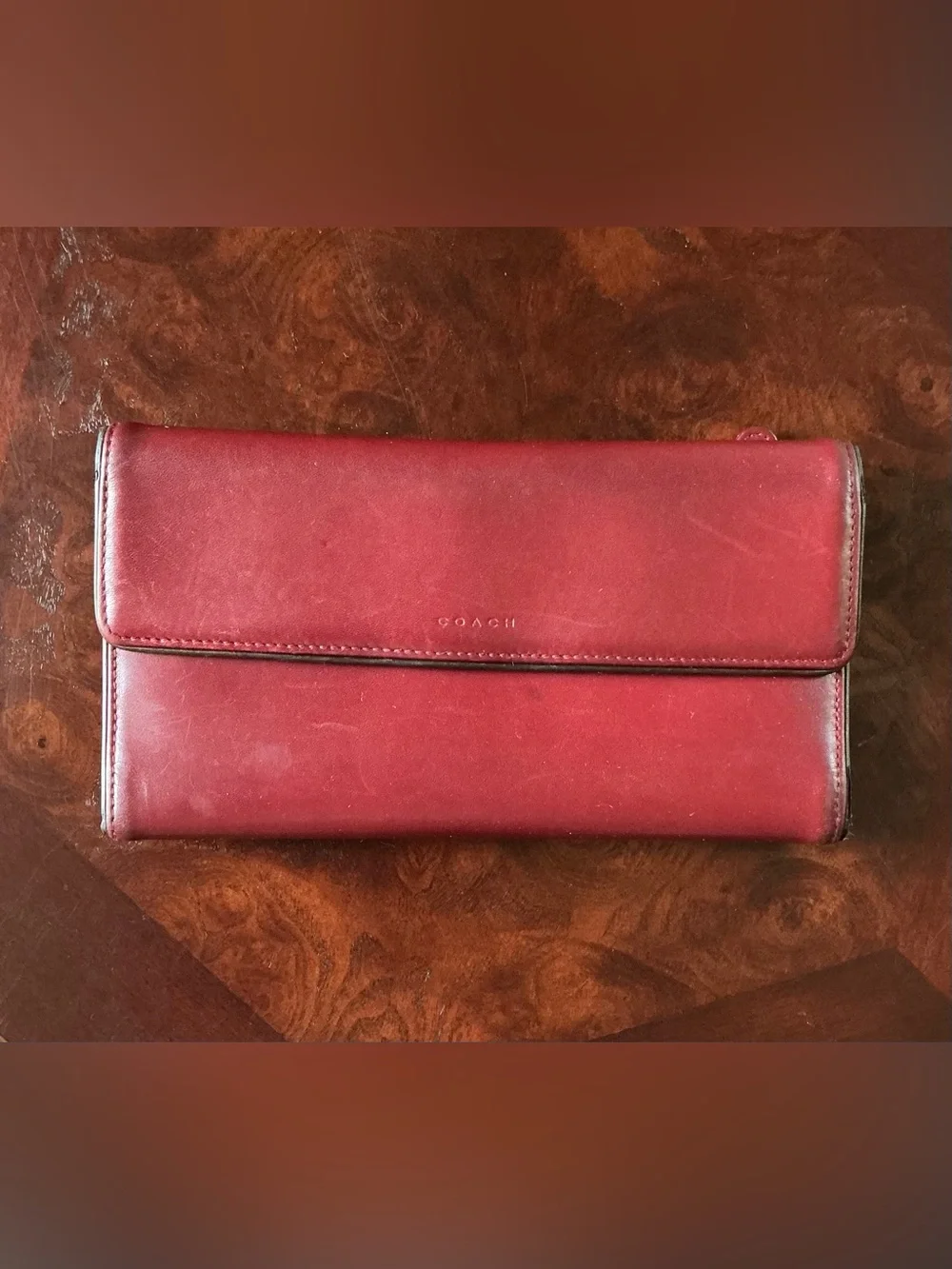Coach Burgundy Leather Wallet Vintage with Matching Checkbook Cover